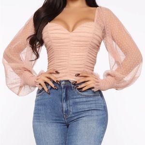 Fashion Nova Keeping It Cute Top - Nude